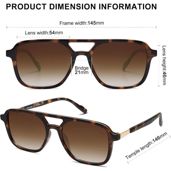 Retro Aviator Sunglasses for Women Men Tortoise Frame UV400 Sun Protection main image 4